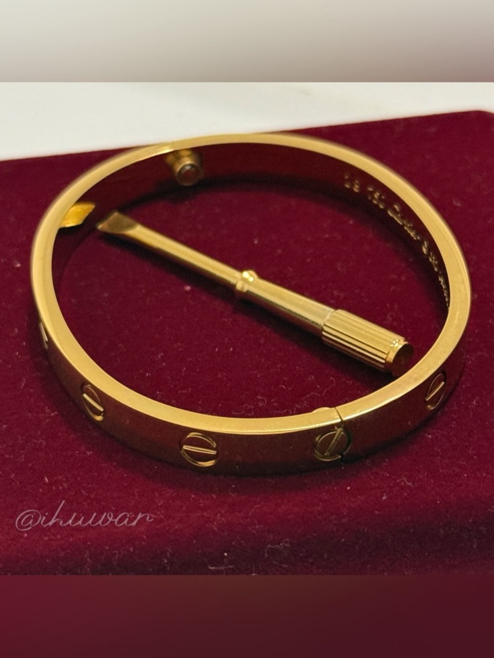 New 18K Gold Plated Screw Love Motif Bangle Bracelet with Screwdriver - Picture 5 of 9
